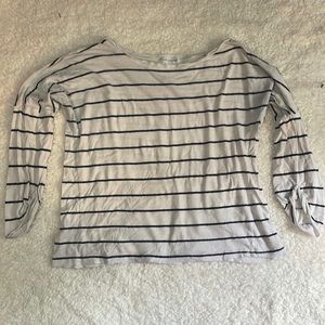 Medium ambiance apparel blue and white stripped shirt